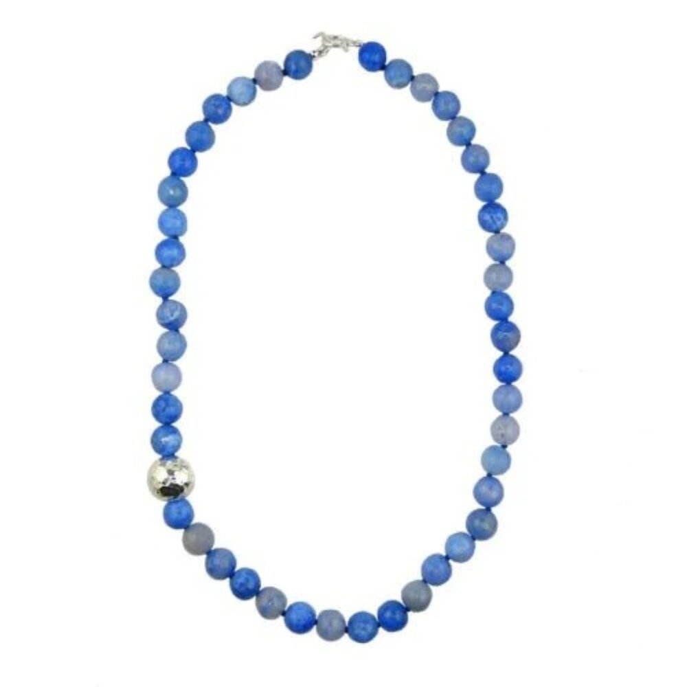 Simon Sebbag Light Blue Fire Aggate & Sterling Silver Necklace